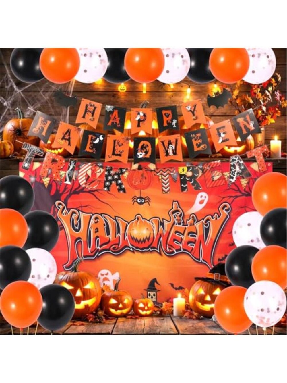 Halloween Party Decorations, Backdrop, Banner, Garland & Balloons